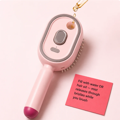 MistGlow™ Steam Mist Brush — Detangle, Hydrate & Smooth with Red Light