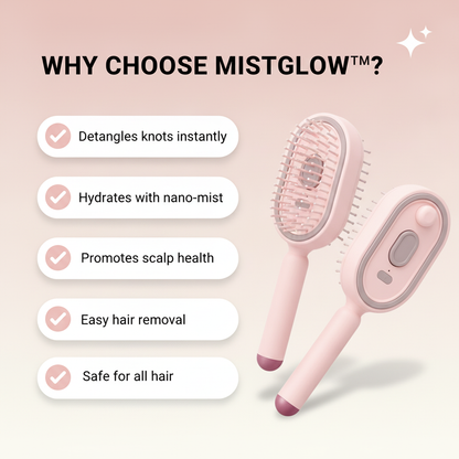 MistGlow™ Steam Mist Brush — Detangle, Hydrate & Smooth with Red Light
