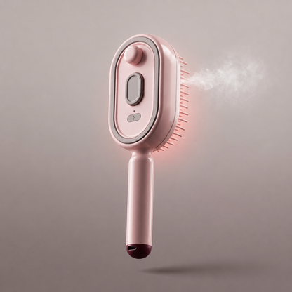 MistGlow™ Steam Mist Brush — Detangle, Hydrate & Smooth with Red Light