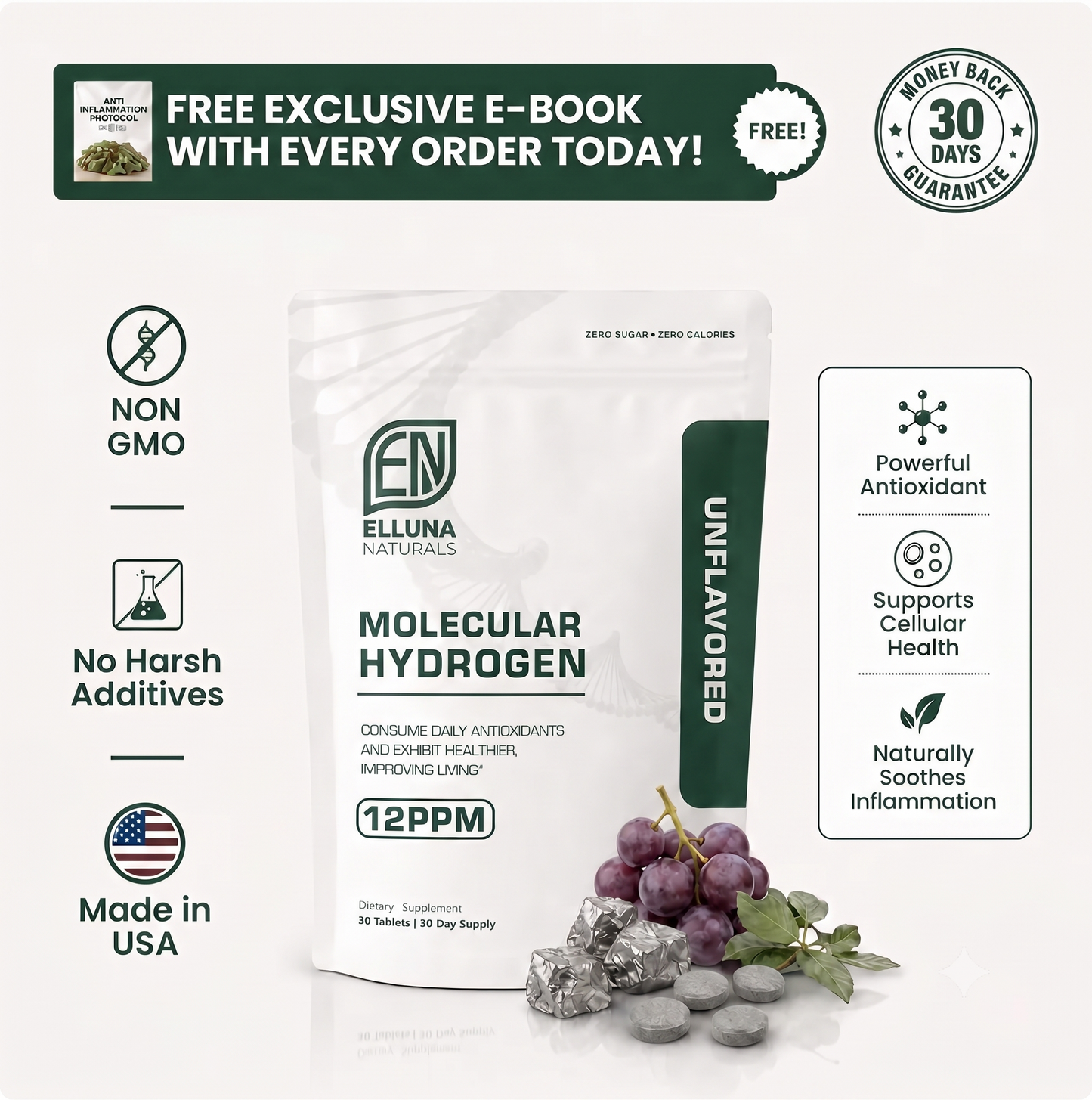 Molecular Hydrogen Tablets (12PPM Verified)