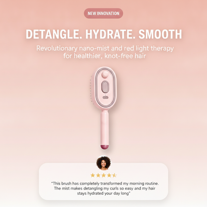MistGlow™ Steam Mist Brush — Detangle, Hydrate & Smooth with Red Light