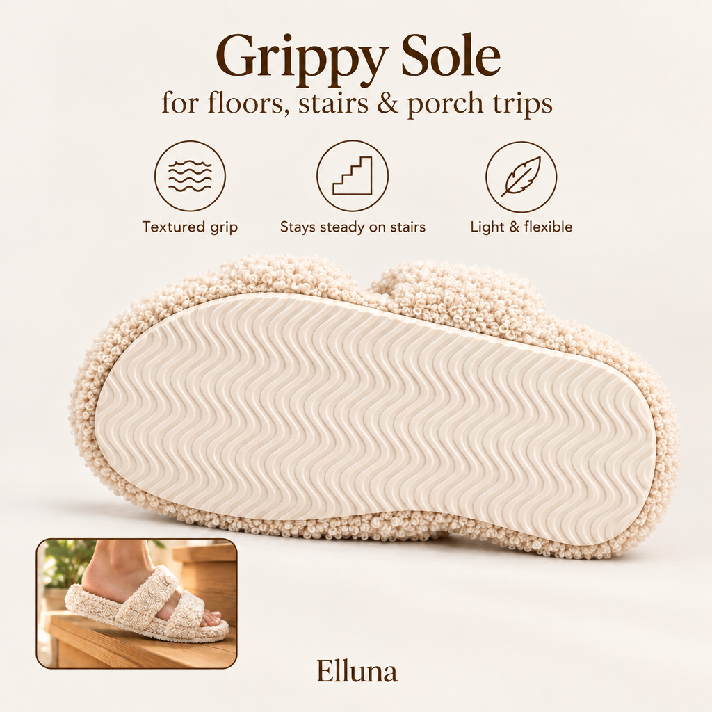 StayOn Slipper textured grippy sole for floors, stairs and porch trips