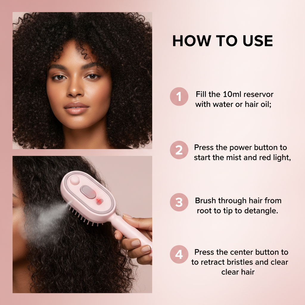 MistGlow™ Steam Mist Brush — Detangle, Hydrate & Smooth with Red Light